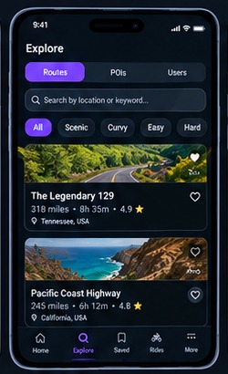 RideFinder explore screen