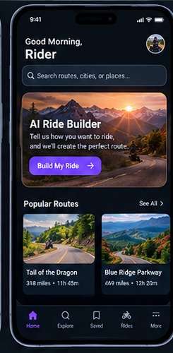 RideFinder home screen