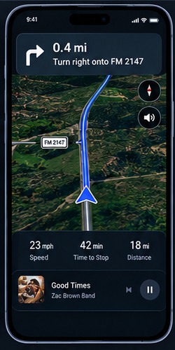 RideFinder navigation screen